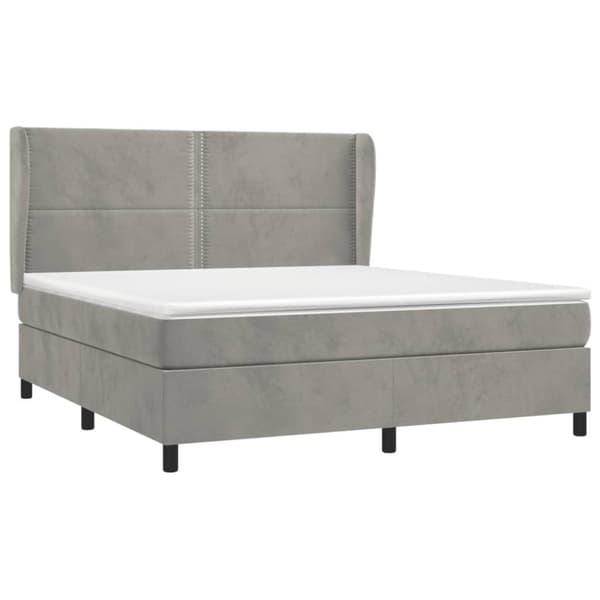 vidaXL Ramsäng med madrass ljusgrå 160x200 cm sammet