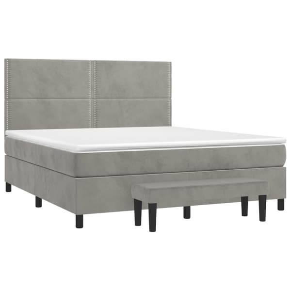vidaXL Ramsäng med madrass ljusgrå 160x200 cm sammet