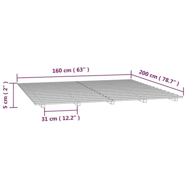 vidaXL sengeramme 160x200 cm massivt fyrretræ hvid