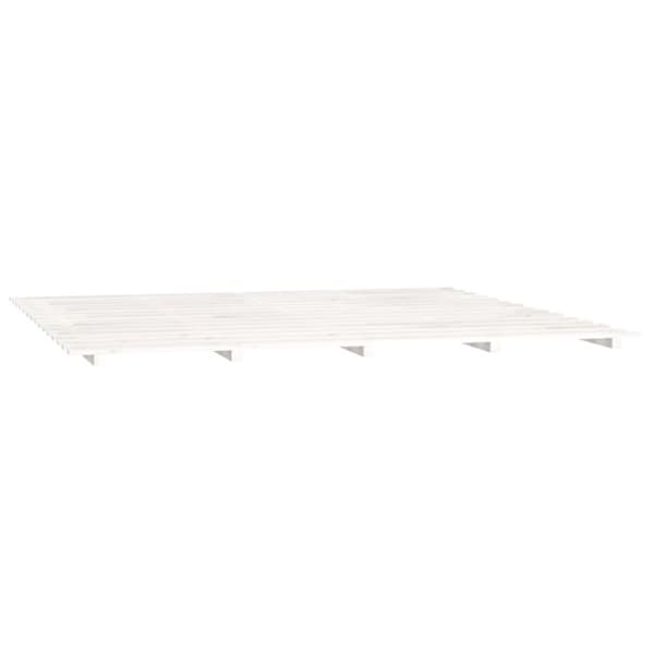 vidaXL Sängynrunko valkoinen 200x200 cm täysi mänty