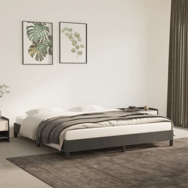 vidaXL Sängram mörkgrå 180x200 cm sammet