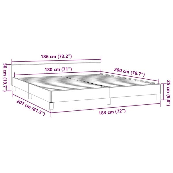 vidaXL Sängram med huvudgavel utan madrass vit 180x200 cm