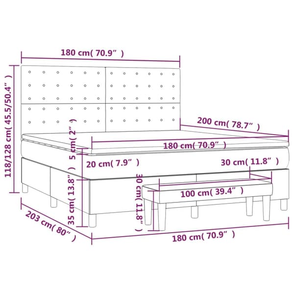 vidaXL Ramsäng med madrass blå 180x200 cm tyg