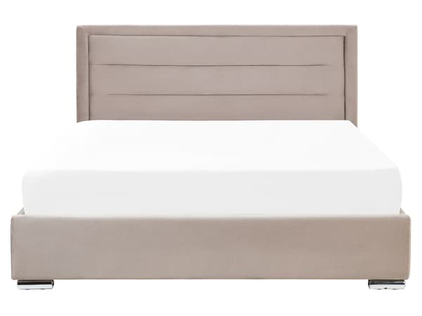 Seng Orange Velour 160 x 200 cm Moderne Dobbeltseng med Opbevaring Design Retro Sengeramme til Soveværelse
