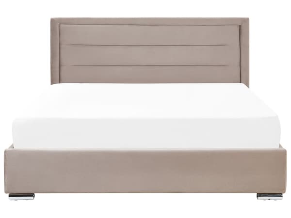 Seng Orange Velour 160 x 200 cm Moderne Dobbeltseng med Opbevaring Design Retro Sengeramme til Soveværelse