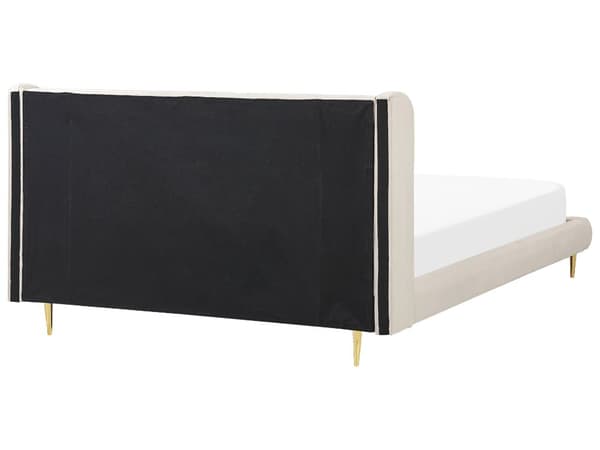 Seng Grå Velour Stof Guld Metalben 140 x 200 cm Seng med Sengegavl Knap Tuftet Minimalistisk Skandinavisk Moderne Design