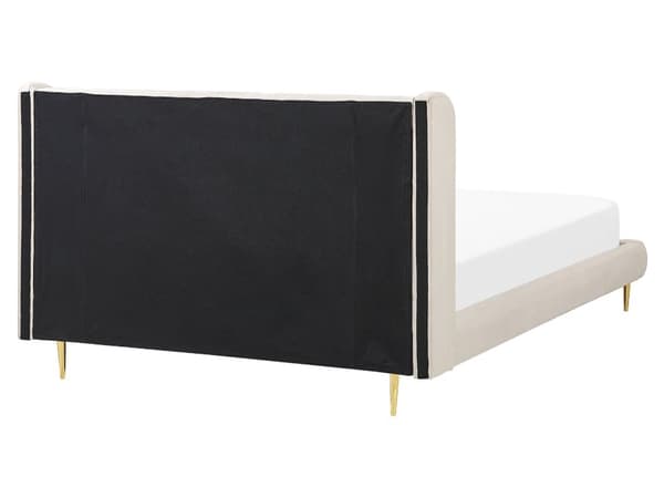 Parisänky beige 174 x 218 x 106 cm sametti puu säilytystilalla nappikoristeltu moderni glamour 160 x 200 cm