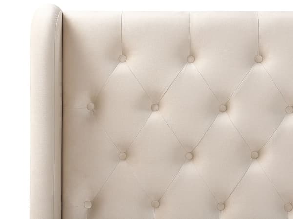 Parisänky beige 154 x 218 x 106 cm sametti puu säilytystilalla nappikoristeltu moderni glamour 140 x 200 cm