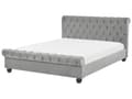 Miniatyrbillede 1 af 11: Seng Lysegrå Velour Stof 160 x 200 cm Dobbeltseng Chesterfield Vandseng Vandmadras Knap Tuftet Sengegavl Glamour Velourseng Plejemiddel