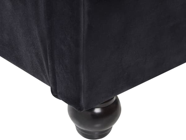 Seng Sort Velour Stof 140 x 200 cm Blød Trekvart Vandseng Vandmadras Knap Tuftet Sengegavl Glamour Halvanden Mands Velourseng Plejemiddel