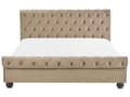 Miniatyrbillede 4 af 11: Seng Beige Velour Stof 160 x 200 cm Dobbeltseng Chesterfield Vandseng Vandmadras Knap Tuftet Sengegavl Glamour Velourseng Plejemiddel