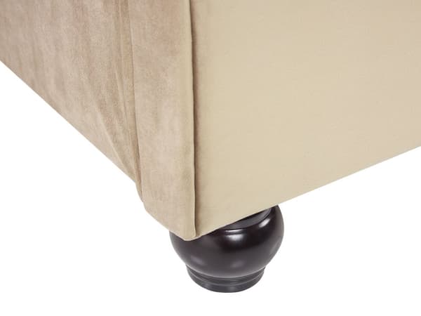 Seng Beige Velour Stof 180 x 200 cm Dobbeltseng Chesterfield Vandseng Vandmadras Knap Tuftet Sengegavl Vintage Velourseng Plejemiddel