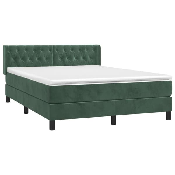 vidaXL Ramsäng med madrass mörkgrön 140x190 cm sammet