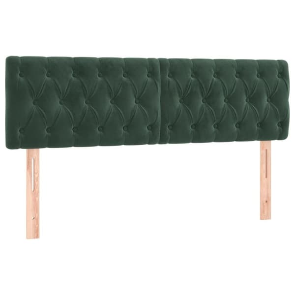 vidaXL Ramsäng med madrass mörkgrön 140x190 cm sammet
