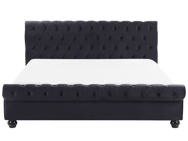 Vesisänky musta 140 x 200 cm sametti tarvikkeilla napitettu timanttitikkaus glamour