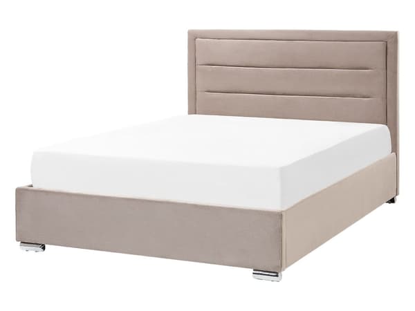 Seng med Oppbevaring Taupe Fløyel 140 x 200 cm Dobbeltseng Moderne Design Soverom