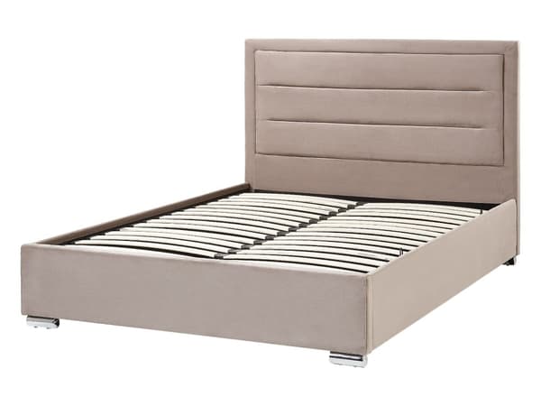 Seng med Oppbevaring Taupe Fløyel 140 x 200 cm Dobbeltseng Moderne Design Soverom