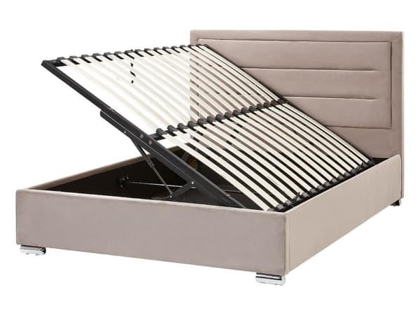 Seng med Oppbevaring Taupe Fløyel 140 x 200 cm Dobbeltseng Moderne Design Soverom