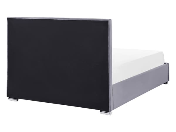 Dubbelsäng med Förvaring Mörkgrå Sammetsklädsel 140 x 200 cm Modern Design Stoppad Sänggavel Ottoman