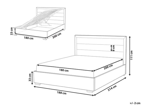 Dubbelsäng med Förvaring Mörkgrå Sammetsklädsel 180 x 200 cm Modern Design Stoppad Sänggavel Ottoman