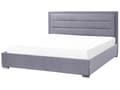 Miniatyrbild 4 av 11: Dubbelsäng med Förvaring Mörkgrå Sammetsklädsel 180 x 200 cm Modern Design Stoppad Sänggavel Ottoman