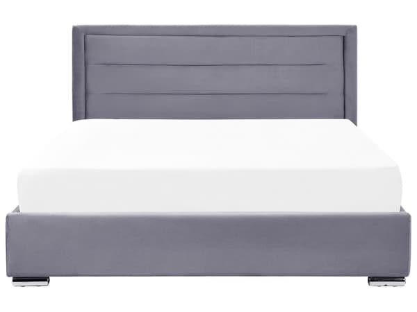 Dubbelsäng med Förvaring Mörkgrå Sammetsklädsel 180 x 200 cm Modern Design Stoppad Sänggavel Ottoman