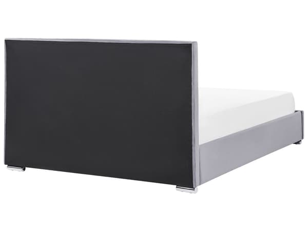 Dubbelsäng med Förvaring Mörkgrå Sammetsklädsel 180 x 200 cm Modern Design Stoppad Sänggavel Ottoman