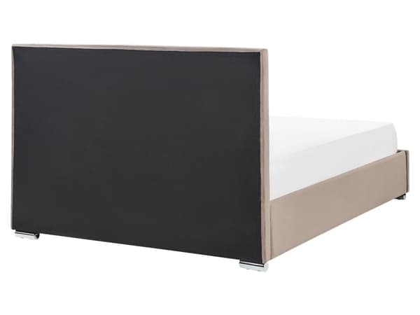 Dubbelsäng med Förvaring Taupe Sammetsklädsel 160 x 200 cm Modern Design Stoppad Sänggavel Ottoman