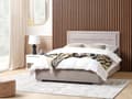 Miniatyrbild 2 av 11: Dubbelsäng med Förvaring Taupe Sammetsklädsel 160 x 200 cm Modern Design Stoppad Sänggavel Ottoman