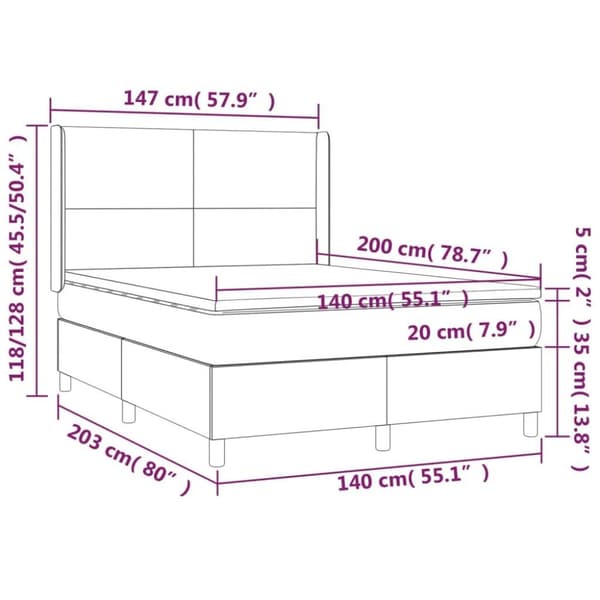 vidaXL Ramsäng med madrass mörkbrun 140x200 cm tyg