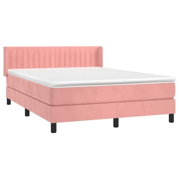 vidaXL Ramsäng med madrass rosa 140x200 cm sammet