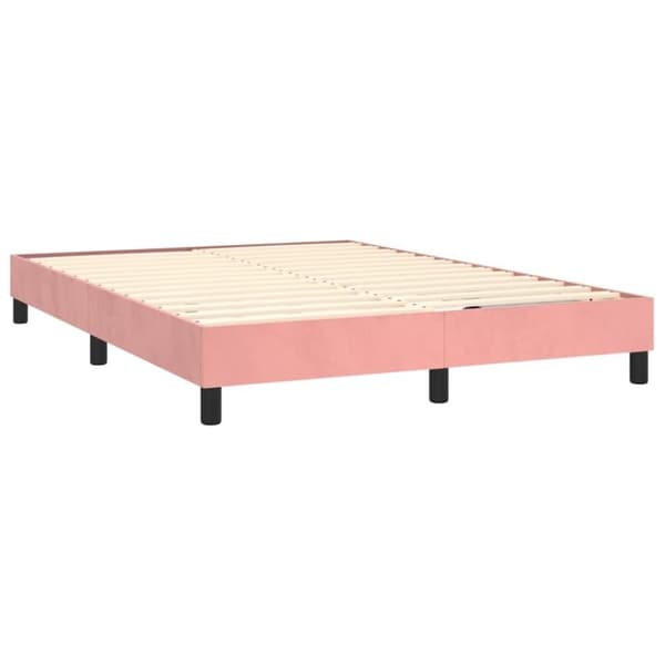 vidaXL Ramsäng med madrass rosa 140x200 cm sammet