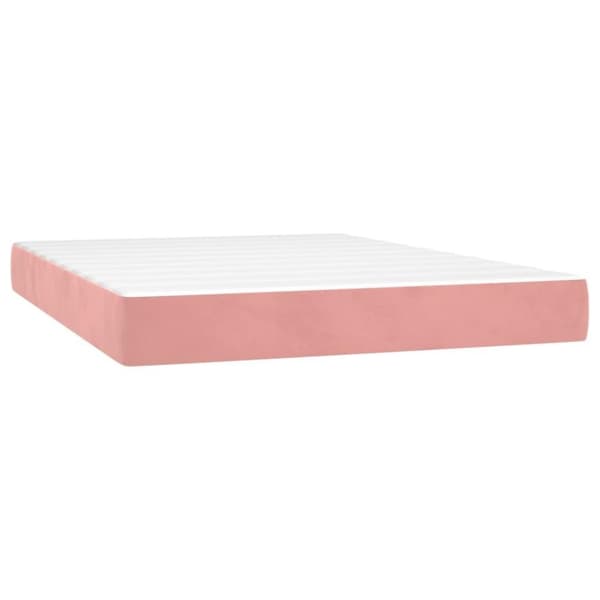 vidaXL Ramsäng med madrass rosa 140x200 cm sammet