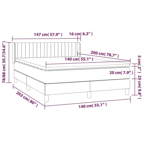 vidaXL Ramsäng med madrass rosa 140x200 cm sammet