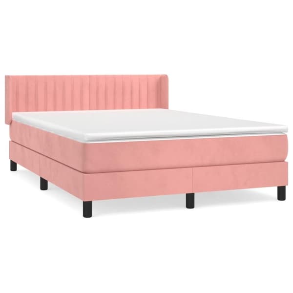 vidaXL Ramsäng med madrass rosa 140x200 cm sammet