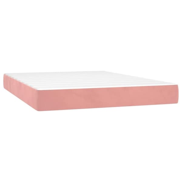 vidaXL Ramsäng med madrass rosa 140x200 cm sammet