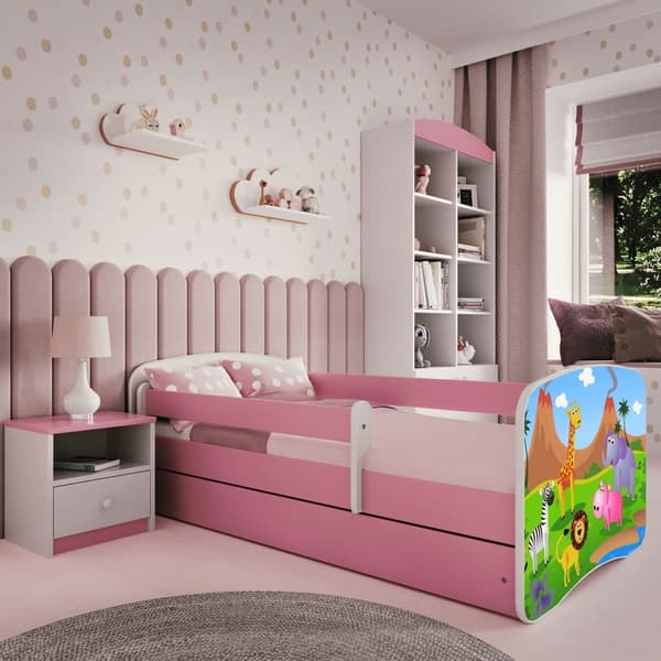 Barnsäng Med Madrass Och Förvaring Safari 160x80cm  spånskiva