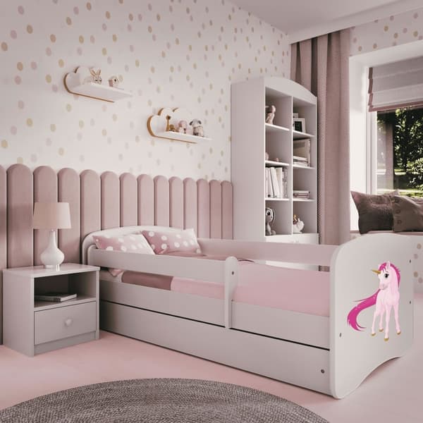 Barnsäng Med Madrass Och Förvaring Unicorn 160x80cm  spånskiva