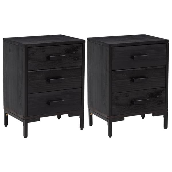 vidaXL Nattbord 2 stk svart 40x30x55 cm heltre furu