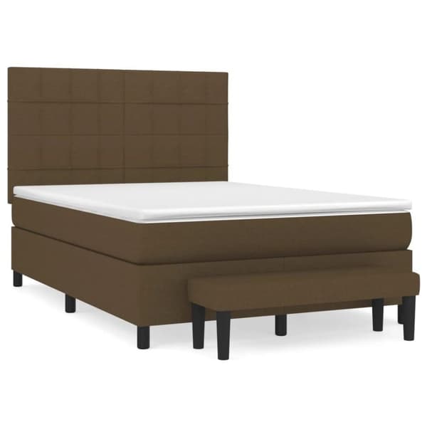 vidaXL Ramsäng med madrass mörkbrun 140x190 cm tyg