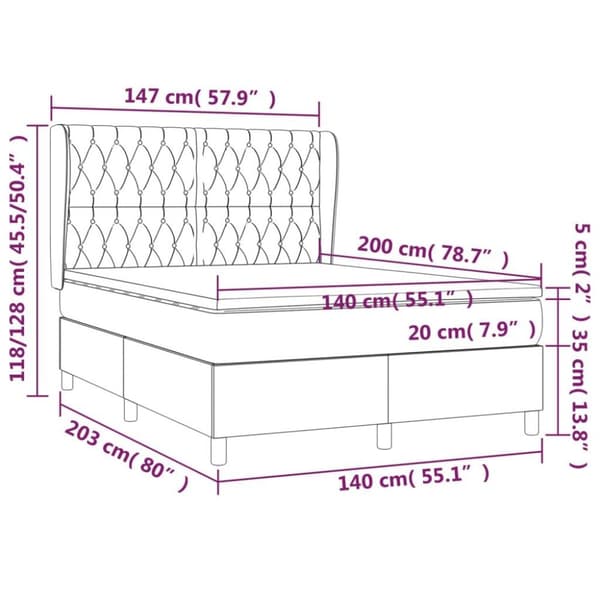 vidaXL Ramsäng med madrass mörkbrun 140x200 cm tyg