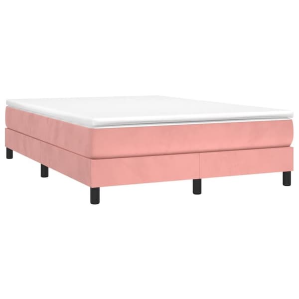 vidaXL Ramsäng med madrass rosa 140x190 cm sammet