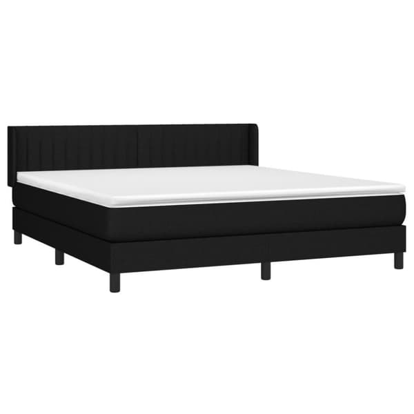 vidaXL Ramsäng med madrass svart 160x200 cm tyg