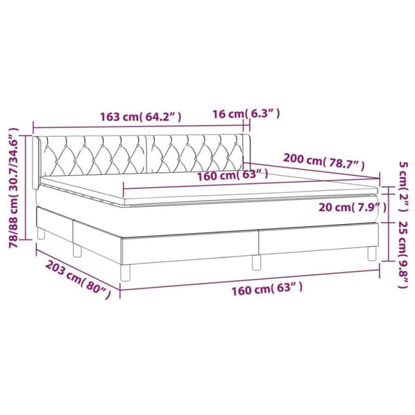 vidaXL Ramsäng med madrass mörkblå 160x200 cm sammet