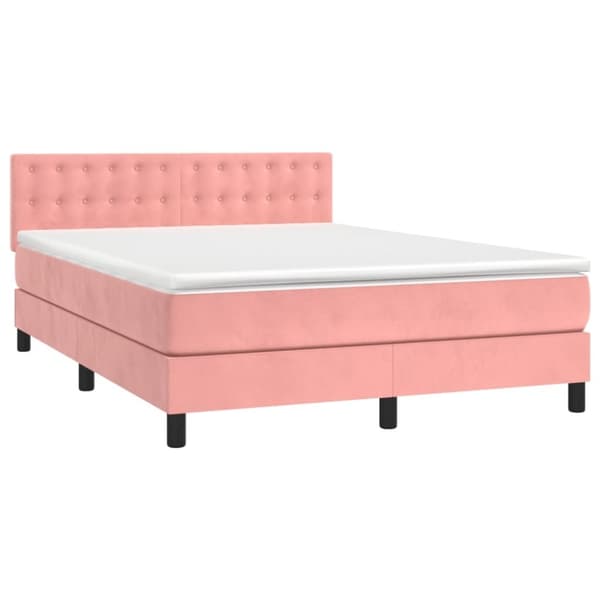 vidaXL Ramsäng med madrass rosa 140x190 cm sammet