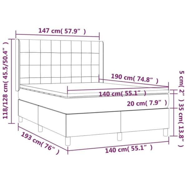 vidaXL Ramsäng med madrass mörkbrun 140x190 cm tyg