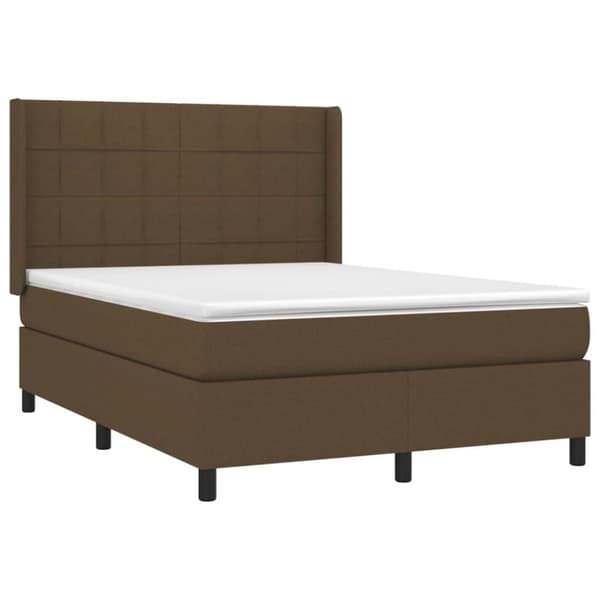 vidaXL Ramsäng med madrass mörkbrun 140x190 cm tyg