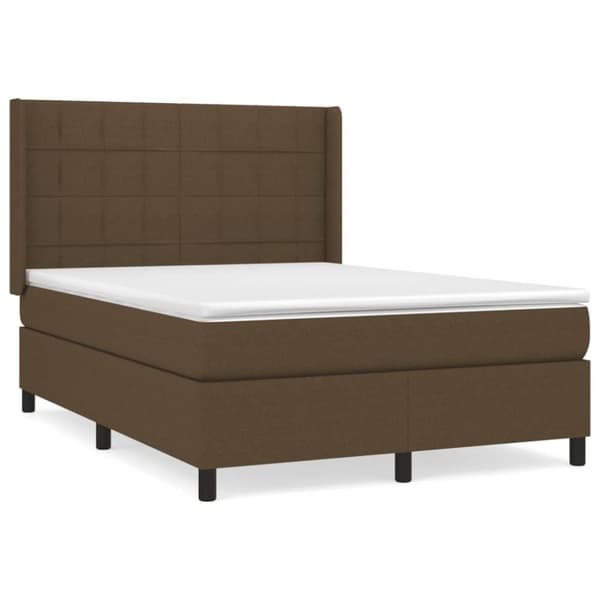 vidaXL Ramsäng med madrass mörkbrun 140x190 cm tyg