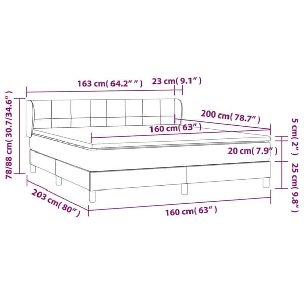 vidaXL Ramsäng med madrass svart 160x200 cm sammet