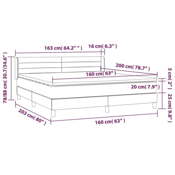 vidaXL Ramsäng med madrass svart 160x200 cm sammet